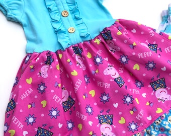 Girls Peppa Pig dress, Peppa Pig birthday outfit for toddler Peppa pig dresses for girls Peppa pig gift for girls 12 18 2 3 4