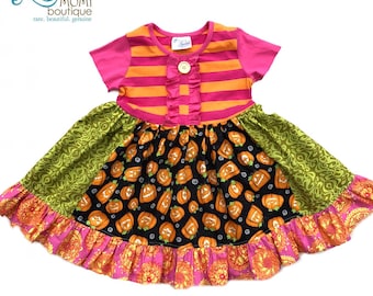 Mädchens Halloween Kleid Kürbis Kleid, Kleinkind Kürbis Patch Outfit, Jack O Lantern Kleid, Kleinkind Herbst Kleid, Halloween-Mädchen Kleid