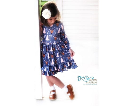 Girl Deer Dress Winter Dress Holiday 
