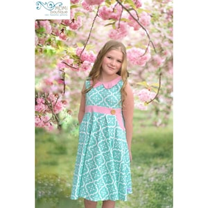 momiboutique Girls Easter Dress Spring Summer Aqua Twirl Dress Pink Aqua Girls Easter Dresses 12 18 2 3 4 5 6 7 8 10 12 14