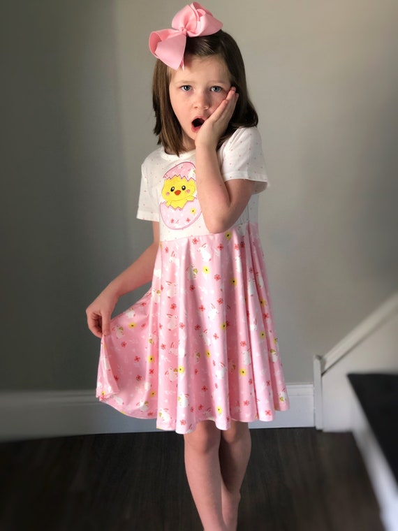 Girls Easter Dresses Easter Dress Pink Bunny Dress Portrait Spring Dress Twirl Dress 12mo 2 3 4 5 6 7 8 Etsy UK