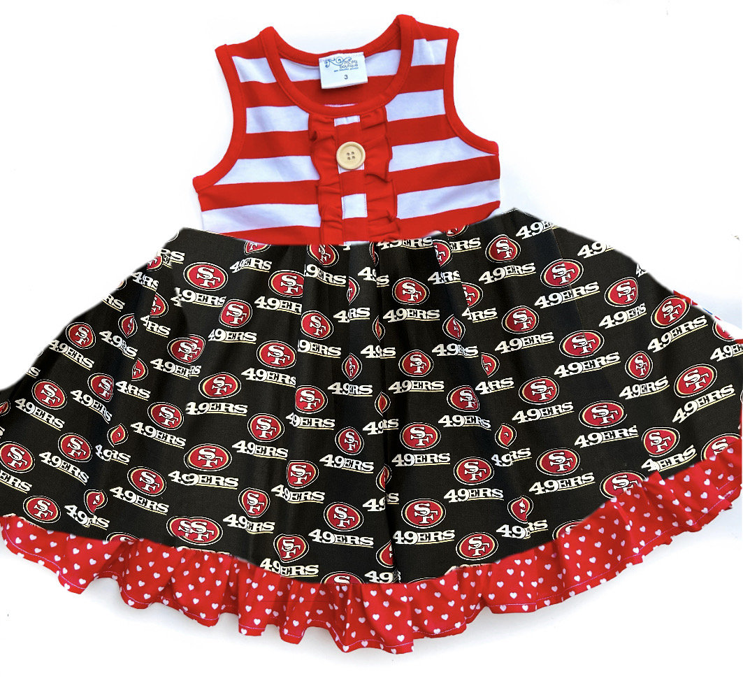 49ers Dress Football Dress Gift for Girl, San Francisco Dress, Super Bowl  Outfit, Football Necklace 12mo 18mo 2 3 4 5 