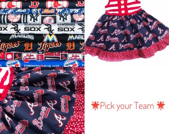 Girls baseball dress gift for girls MLB dress, Cubs dress, toddler gift Yankees outfit, Red Sox baseball outfits for girl  6mo 12 18 2 3 4 5