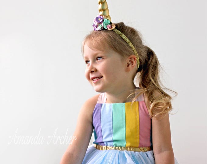Rainbow Birthday Dress, Girls Rainbow Dress, Toddler Rainbow Birthday