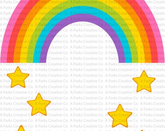 Rainbow Star digital PNG download clipart star graphic art print, personal and commercial use