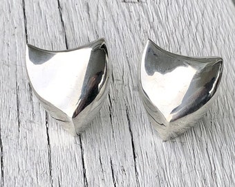 Contemporary Sterling Earrings Sterling Hollow Form Earrings Boho Silver Earrings Artisan Hollow Form Earrings