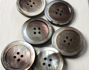 3 MOP Buttons Large 1 316 Carved Shell Mother of Pearl 4 Hole Sewing Buttons set VINTAGE by Plantdreaming