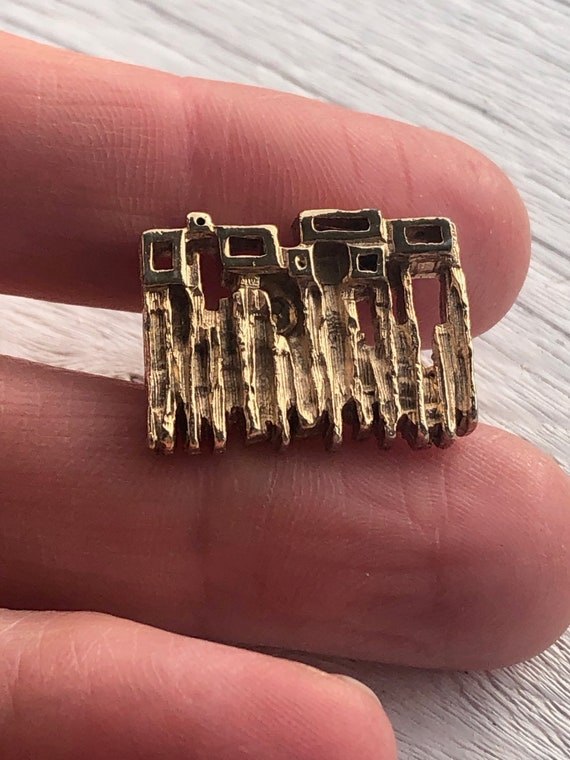 MODERNIST Vintage Gold ABSTRACT Large Rectangular Lattice BRUTALIST Swivel Cufflinks Minimalist Cuff Links Mid Century Fashion Accessory