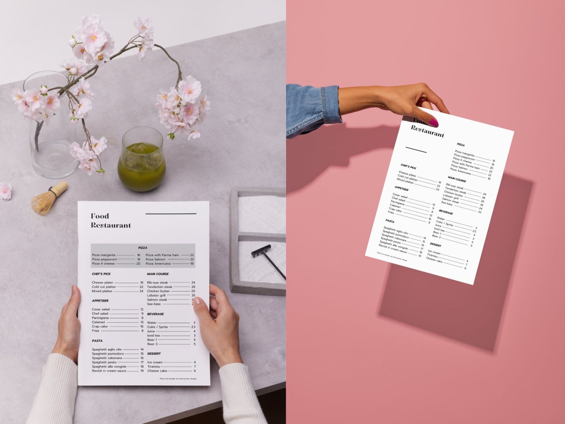 Common Restaurant Menu, Clean and Modern Design, Easy to Use Menu - Etsy