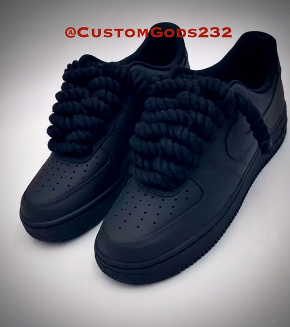 Matte Black Air Force One With Optional Rope Laces Etsy Canada