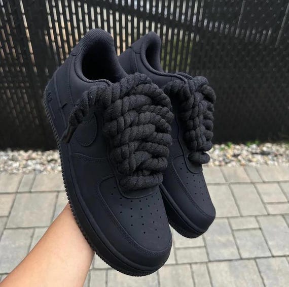 Matte Black AF1 With Optional Rope Laces - Etsy Ireland