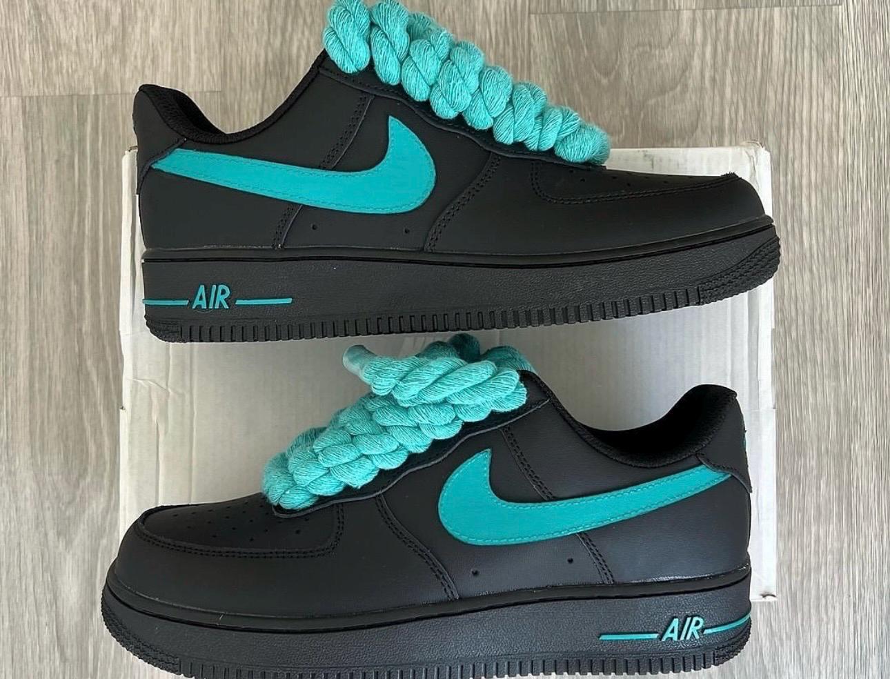 teal and black air force ones