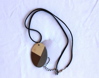 Painted Wooden Pendant Necklace