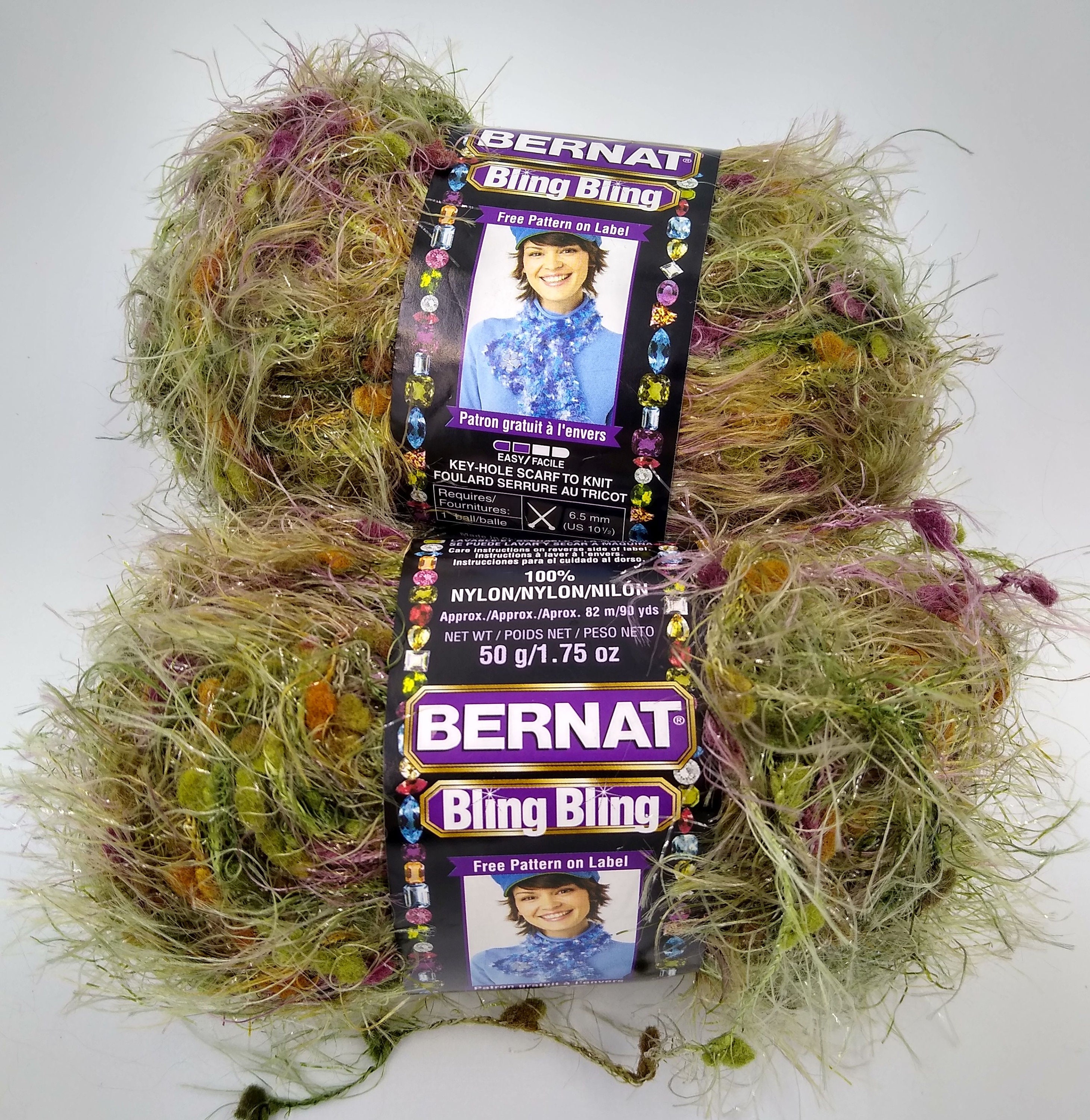 Lot of 2 Bernat Bling Bling Yarn in Spotlight Sage Green Purple Variegated Novelty Yarn 100 Nylon Yarn Destash Sale Etsy