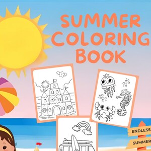 Summer Coloring Pages for Kids | 24 Printable Beach, Ice Cream , Sunshine Pages | Easy & Cute Seasonal Preschool Summer Activities for kids image 1