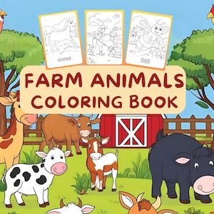 Dibujos para colorear de animales de granja para niños: 26 páginas imprimibles, divertidas y educativas para actividades creativas en casa y jardín de infancia (PDF)