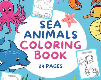 Kleurboek zeedieren voor kinderen | Afdrukbare pdf Oceaandieren, pagina's onder de zee | Directe download voor educatie voor kleuters en peuters