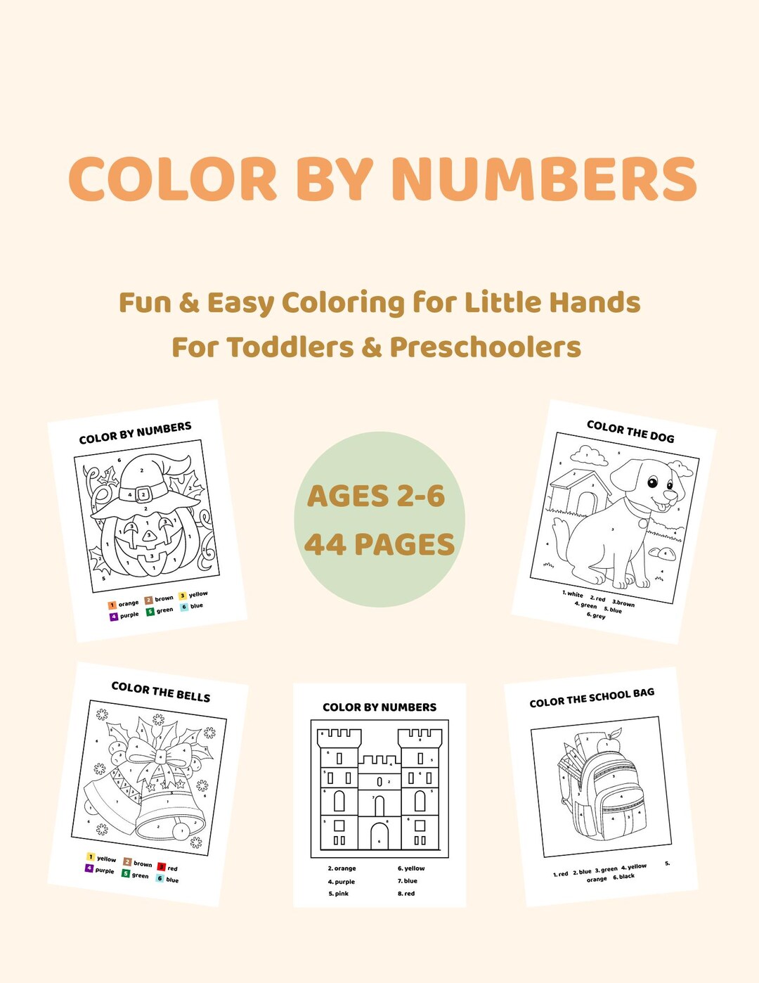 Coloring Book With Pattern Numbers .pdf Color by Numbers Book for Kids | Printable 44 PDF Pages Includes ...