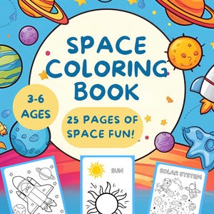 Livre de coloriage spatial pour enfants | Planètes, fusées, astronautes (téléchargement PDF)