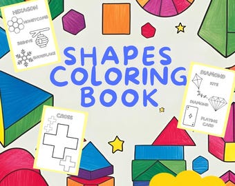 Shapes Coloring Book for Kids | 26 Printable Basic , Easy Shapes Activity Book for Kids | Circles, Squares & Triangles | Preschool Printable