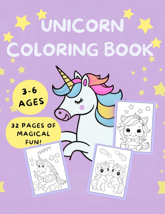 Unicorn Coloring Pages for Kids - 32 Printable Instant Download PDF, Creative Magical Fun, Girls Coloring Pages, Cute Unicorn Designs