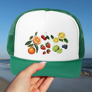 Summer Fruit Mesh Trucker Hat | Trendy Trucker Hat | Summer Fruits Foam Beach Hat | Poolside & Beach Trucker Hat | Fresh Picked Vibes Hat
