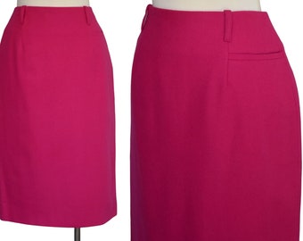 Vintage 90s Kenzo Album Pink Wool Skirt with Novelty Pocket and Back, Made in France, French, Size S Small