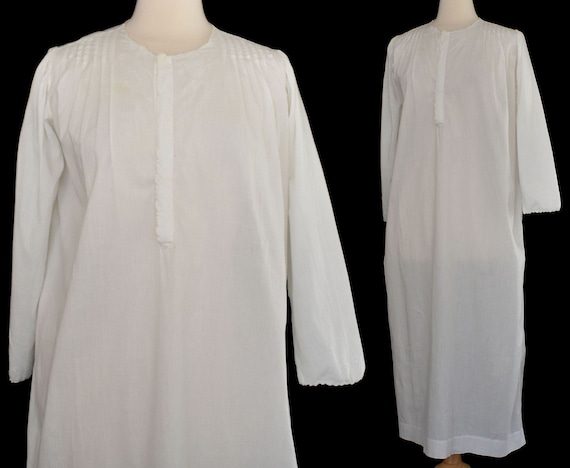 Victorian White Wear Nightgown, Hand Embroidered C
