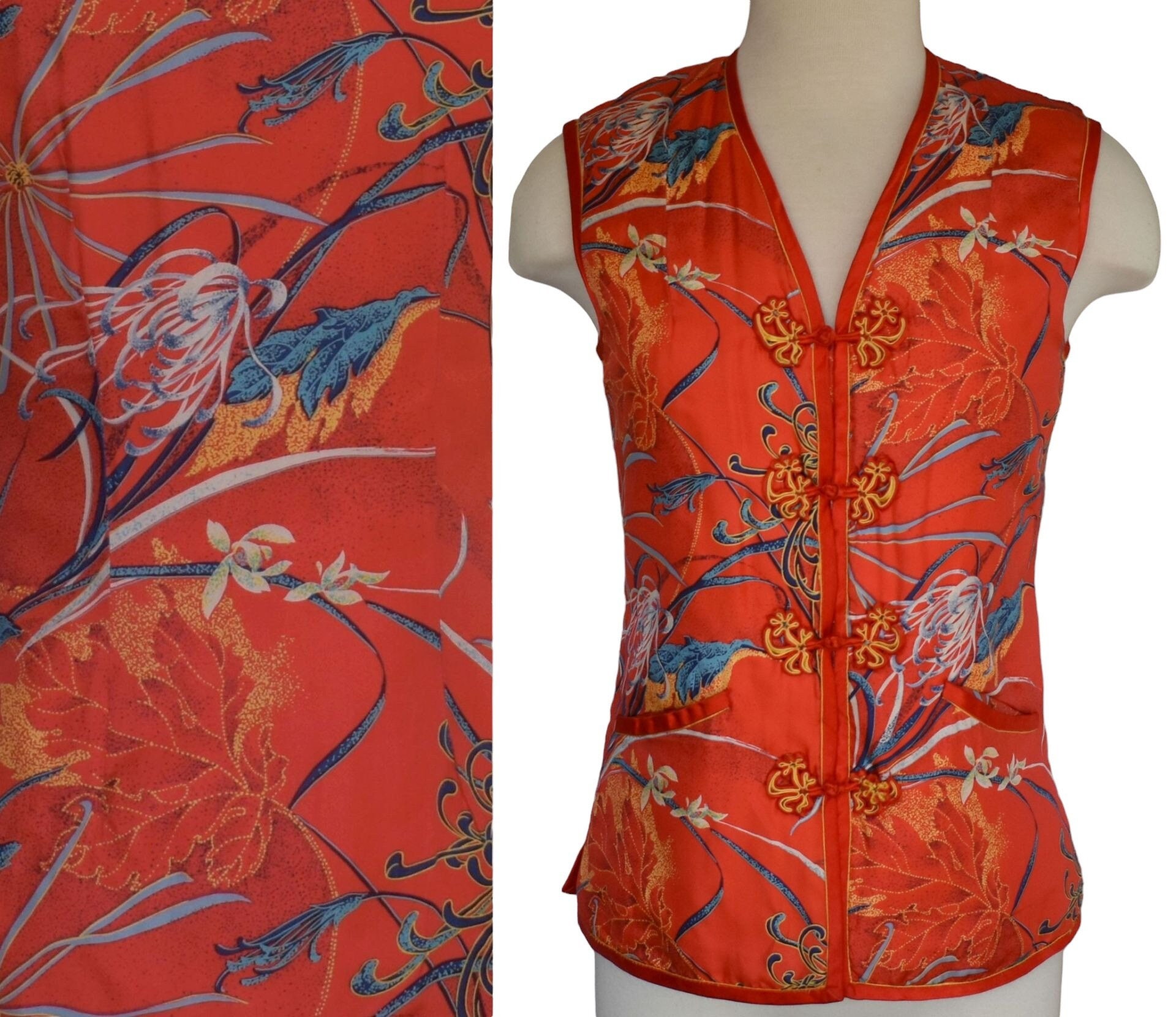 Vivid orange,Peony】Happi Jacket＜Excellent・Silk＞For Men,For Women,Japa –  Hallelujah Kimono
