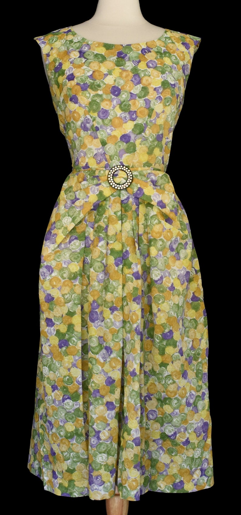 Size M to L 50s Floral Print Cocktail Dress Paul Sachs Original Medium to Large Painterly Floral Party Dress