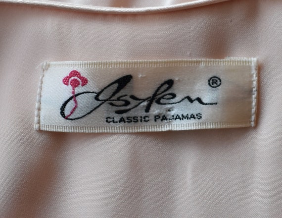 Vintage 80s 1940s Style Satin Pajamas, Lace Embel… - image 9