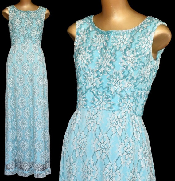 Vintage 60s Emma Domb Evening Gown, 3-D Iridescen… - image 1