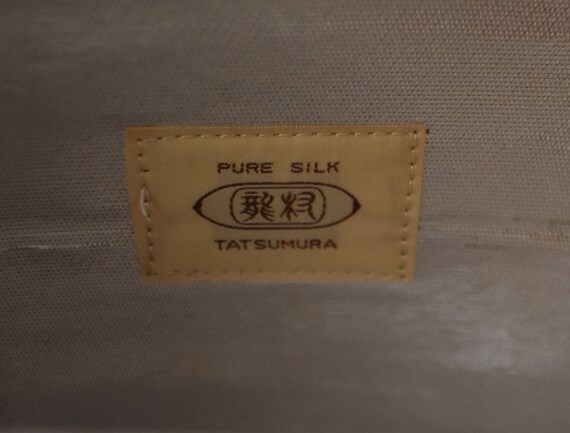 Vintage 60s Tatsumari Clutch Purse, Black Silk wi… - image 5