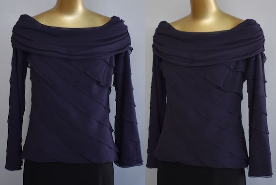 Tadashi Silk Chiffon Blouse, Draped Silk Chiffon C