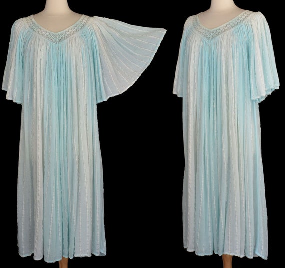 70s Grecian Goddess Dress, Greek Cotton Gauze Dres