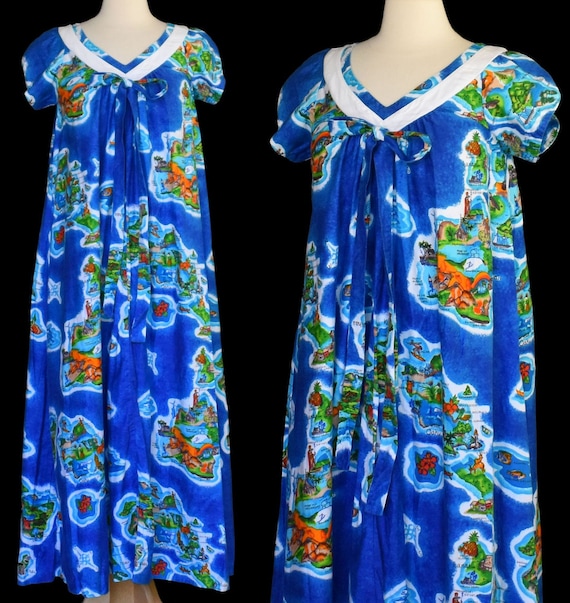 Vintage 70s Waltah Clarke Souvenir Hawaiian Maxi … - image 2