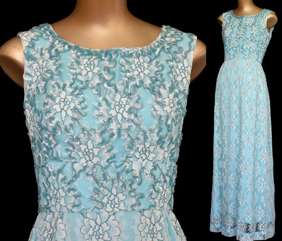 Vintage 60s Emma Domb Evening Gown, 3-D Iridescen… - image 2