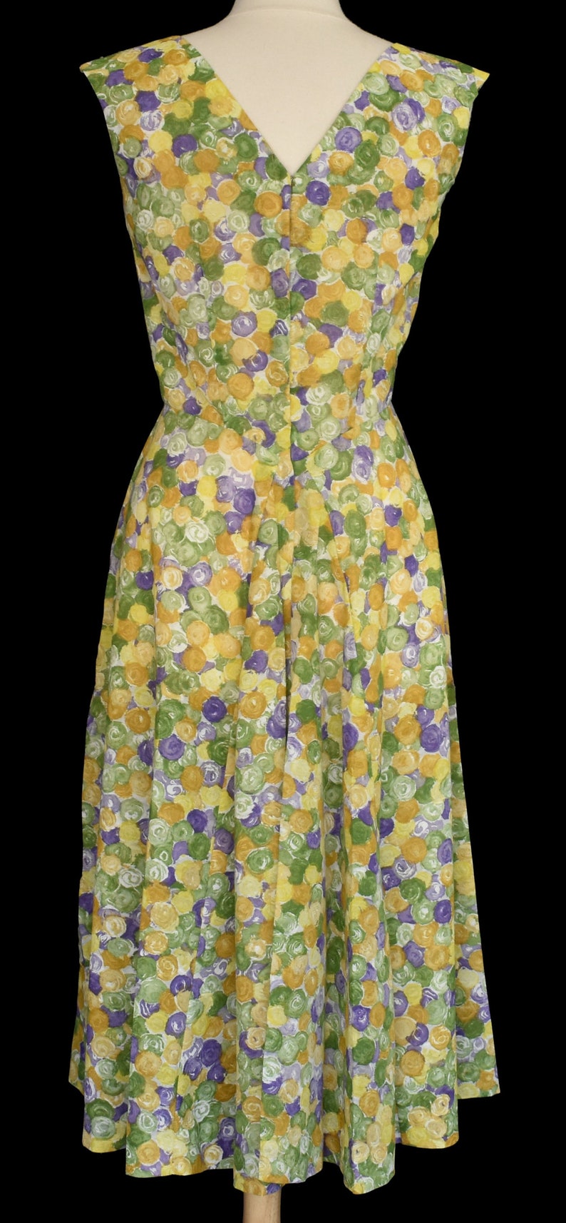 Size M to L 50s Floral Print Cocktail Dress Paul Sachs Original Medium to Large Painterly Floral Party Dress
