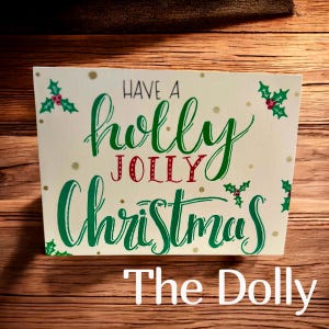 HANDMADE CHRISTMAS CARD-Holly Jolly Holiday Card-Made to Order-Blank Inside-The Dolly