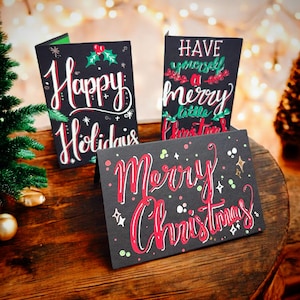 Pakket DIY-kerstkaarten| Set van 10 of 20 kaarten, handgemaakte kerstkaarten, seizoenskaarten, wit, zwart, bruin
