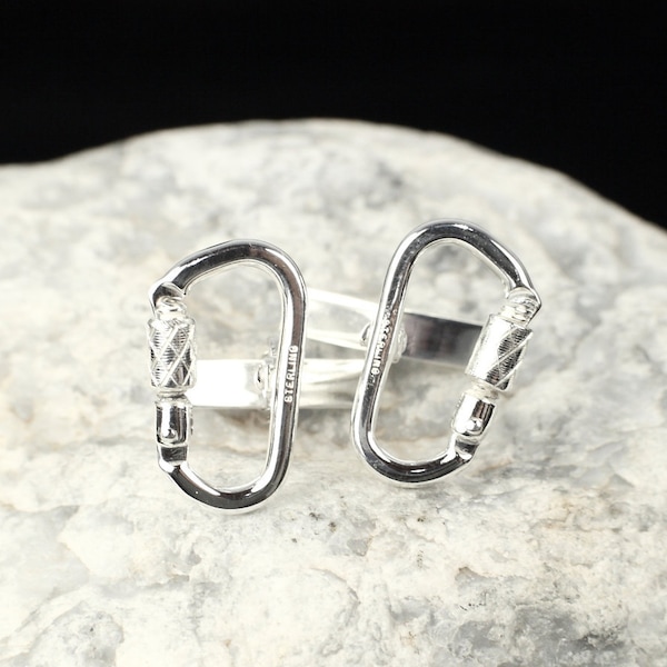 Functional Carabiner Cufflink Sterling Silver Rock Climbing Jewelry (Pair) CFL-222-S-B