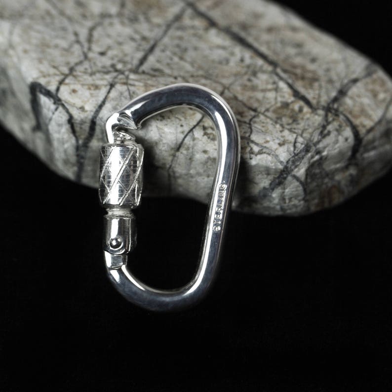 Functional Miniature Locking Carabiner Clasp Sterling Silver Rock Climbing Jewelry MIN-222-S-B image 5