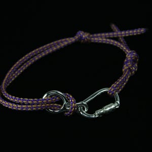 Repel Abseil Configuration Sterling Silver Functional Carabiner, Figure 8 Cord Bracelet BRC-222-303-RAP