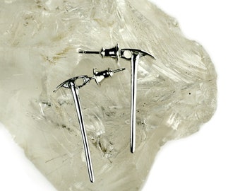 Ice Axe Post Earring Pair - Handmade in Sterling Silver - 30 mm - EP-308-S-B