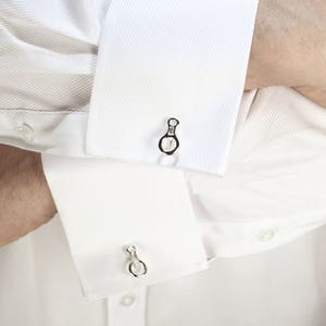Figure Eight Descender Cufflink Sterling Silver Rock Climbing Jewelry (Pair) CFL-303-S-B