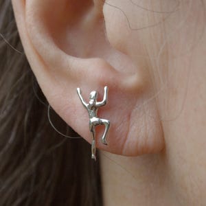 Sterling Silver Climbing Girl Post Earrings Pair Handmade EP-315-S-B