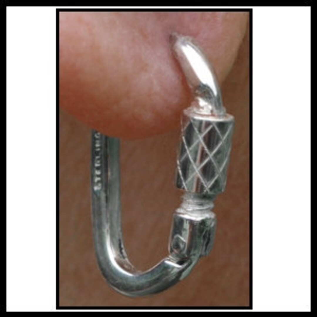 Carabiner Hoop Earring Pair in Sterling Silver EH314SB Etsy