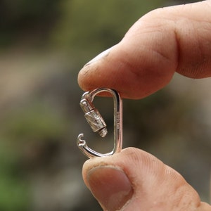 Functional Miniature Locking Carabiner Clasp Sterling Silver Rock Climbing Jewelry MIN-222-S-B image 1