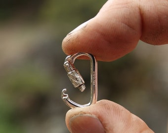 Functional Miniature Locking Carabiner Clasp Sterling Silver Rock Climbing Jewelry MIN-222-S-B