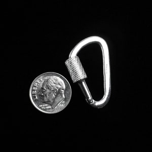 Large Functional Miniature Locking Carabiner Clasp Sterling Silver Rock Climbing Jewelry MIN-324-S-B